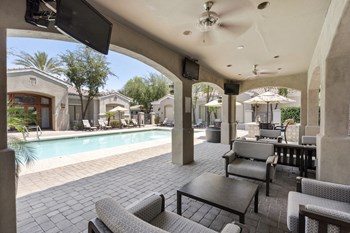 Pool pool patio and ramada at Trails at San Tan in Gilbert AZ June 2021